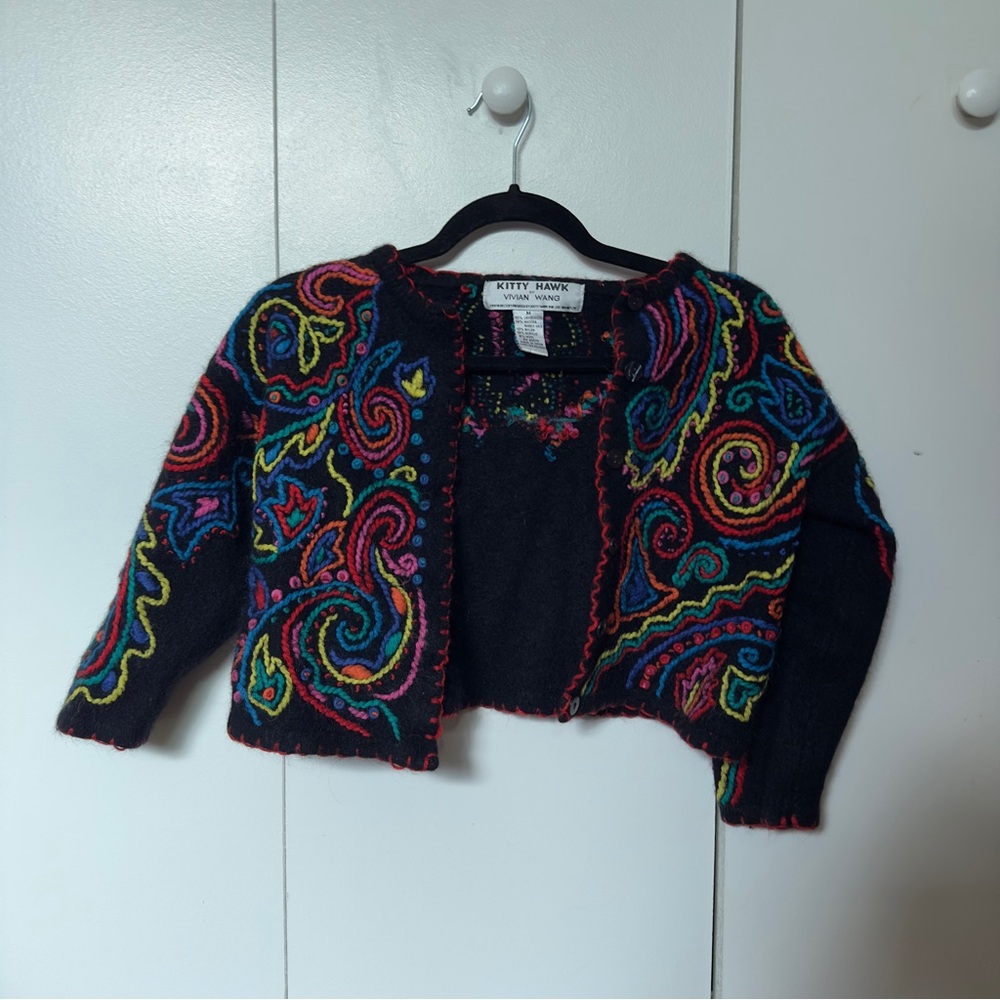 ✨5 for $25✨ Kitty Hawk for Vivian Wang Colorful Embroidered Crop Cardigan